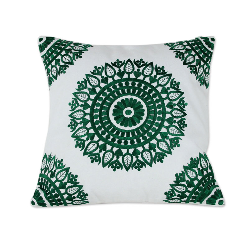 Embroidered Cotton Reversible Pillow Cover