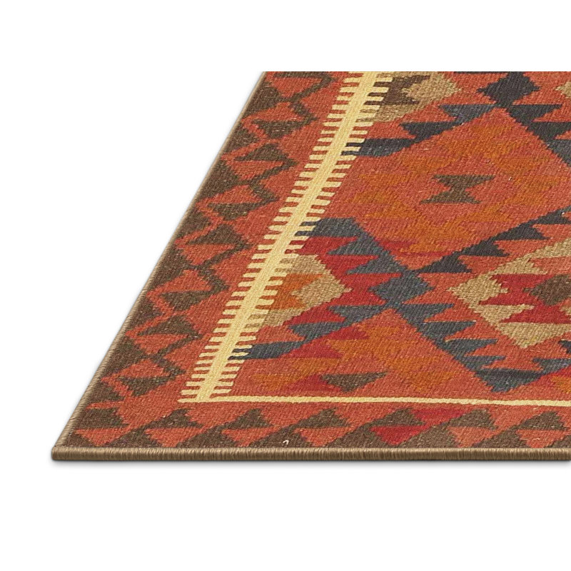 Tapis noir/orange/beige contemporain Gero, Rectangle 8 pi x 12 pi