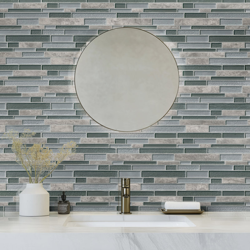 Diore Crest Interlocking 12 in. x 12 in. Glass Porcelain Blend Mosaic Wall Tile, Diore Crest