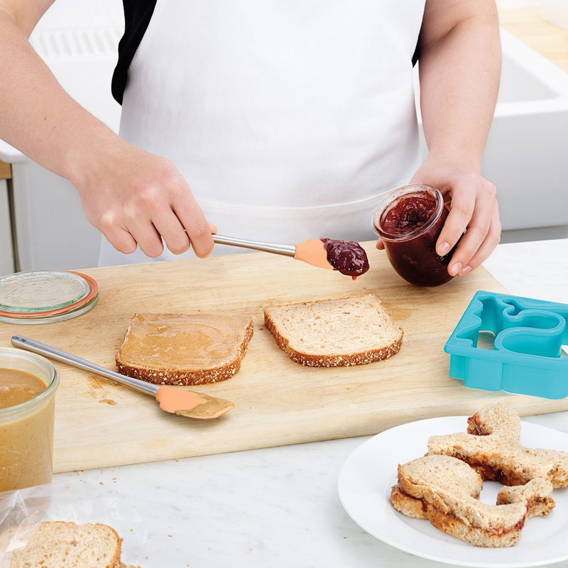 Ensemble de 2 petites spatules et cuillères en silicone Tovolo Flex-Core avec poignées en acier inoxydable, Abricot