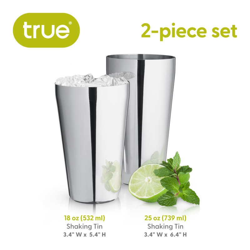 Stainless Steel Boston Cocktail Shaker Set, 18oz & 25oz