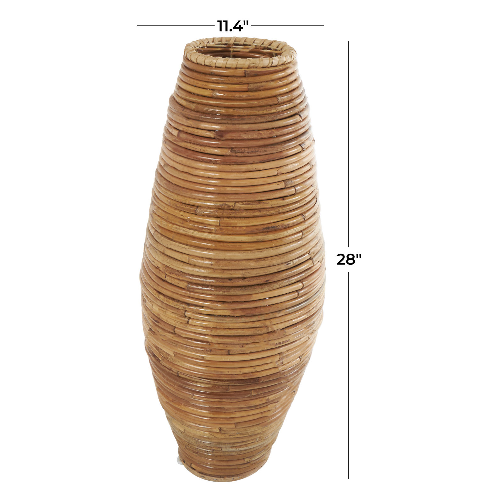 Rika Handmade Rattan Floor Vase, 28" H x 11.4" W x 11.5" D
