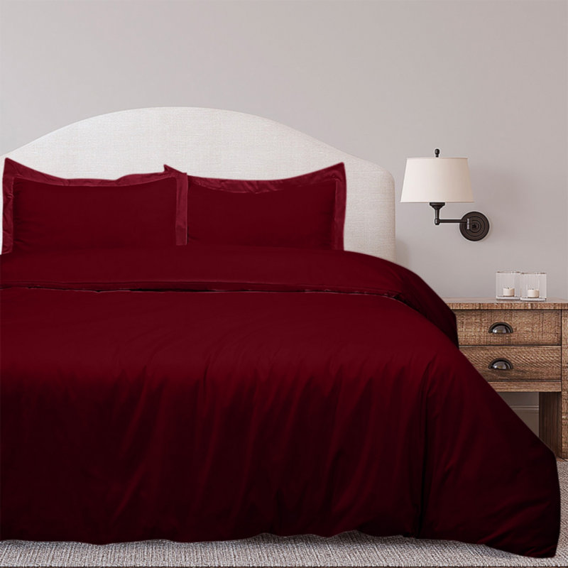 Ensemble de housse de couette en microfibre , Housse de couette pour très grand lit et 2 taies, Rouge