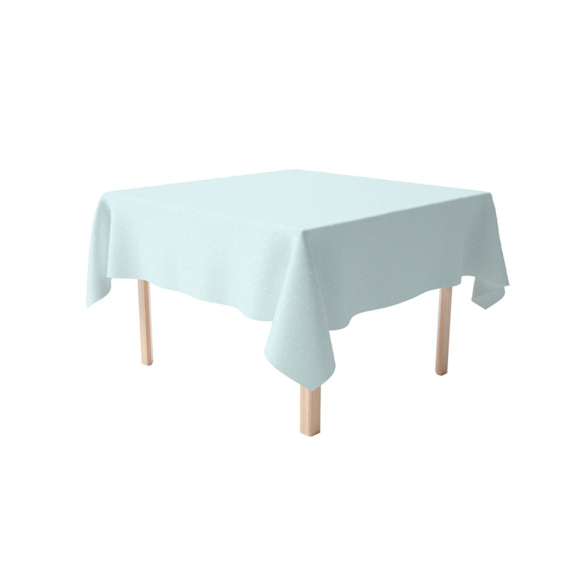 Wicksmith Square Tablecloth, 100% Cotton, 60x60", Aqua Blue Polka Dots