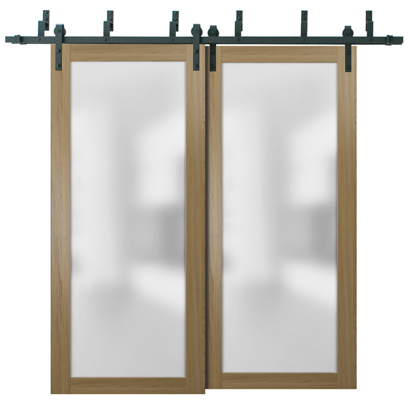 Portes coulissantes en verre givré Planum, 48 po x 80 po, Frêne miel