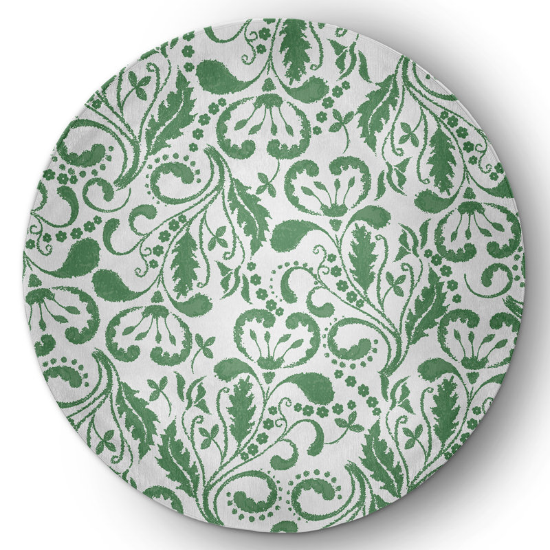 Avello Chenille Floral Indoor / Outdoor Rug, Round 5'