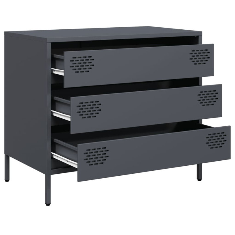 Seidy Steel 68cm W Chest of Drawers, Anthracite