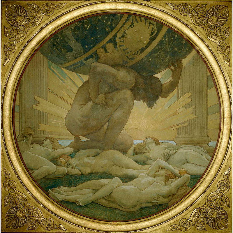 Atlas et les Hespérides, H 15 po x l 15 po