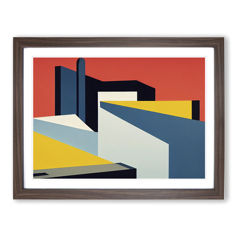 Ingenious Modern Abstract - Framed Print, 46cm H x 64cm W x 2cm D, Walnut