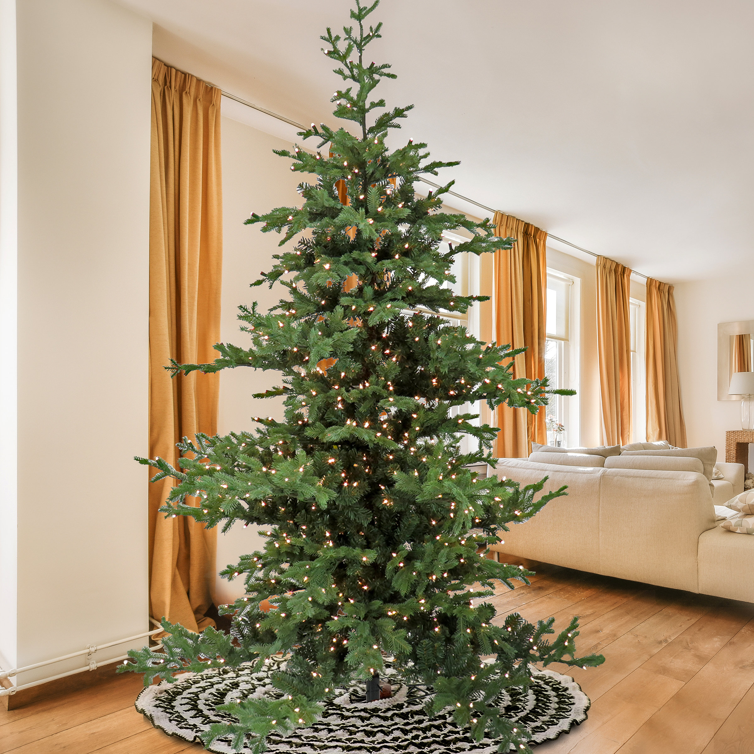 HGTV Home Collection Green Most Realistic Artificial Cedar Christmas Tree with Steady Lights