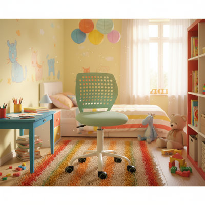 Task Chair With Soft Farbic Padded Cushion, Height Adjustable Swivel Study Computer Chair Teens