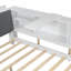 Lit de jour double avec tête de lit rembourrée, bibliothèque et 2 tiroirs, lit plateforme en bois avec tablettes de rangement et plateau de rangement rotatif-708261740-720518897