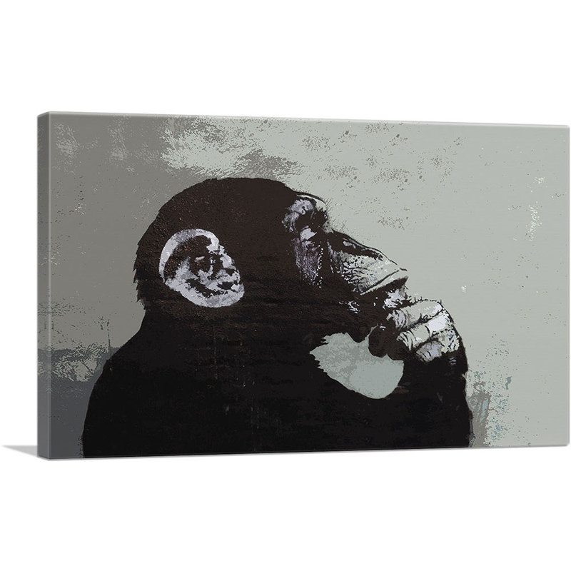 «The Thinker Monkey» par Banksy - impression sur toile tendue, H 18 po x l 26 po x P 1,5 po