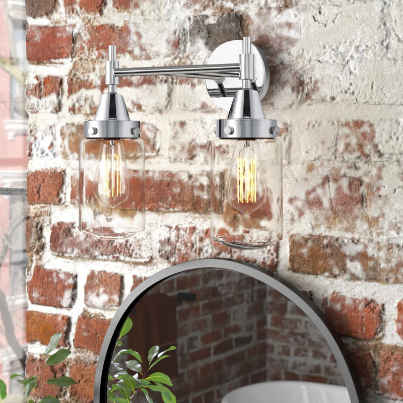 Éclairage pour meuble-lavabo à 2 lumières à intensité variable Gayle, Transparent, Chrome poli