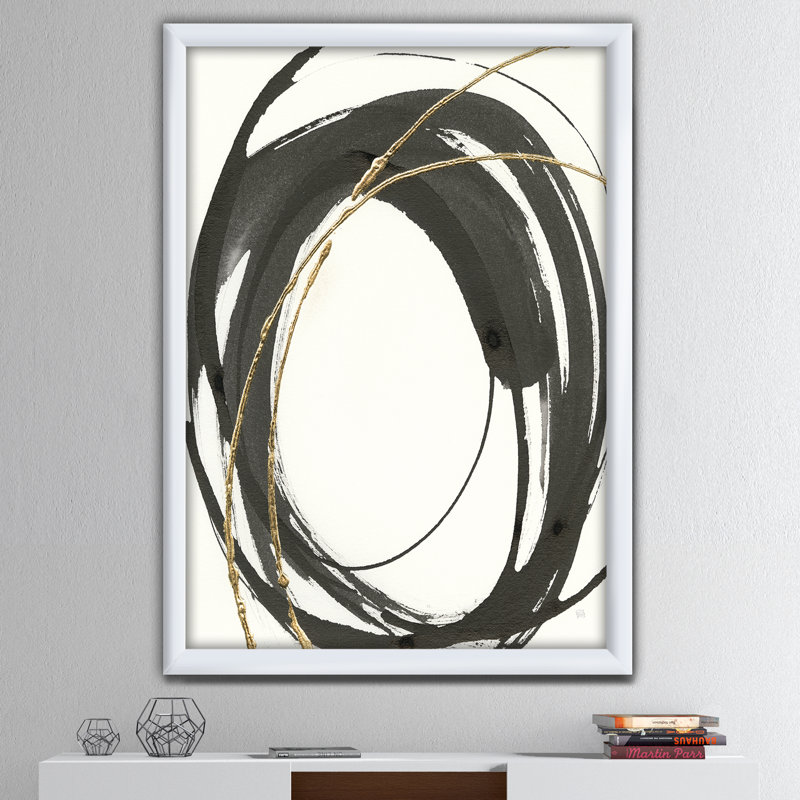 « gold glamour circle i », reproduction d’image sur toile, Cadre blanc, H 20 po x l 12 po x P 1po