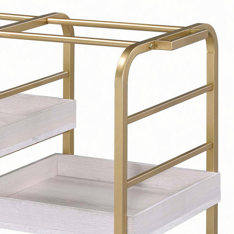 Washed Serving Cart with 3 Adjustable Trays