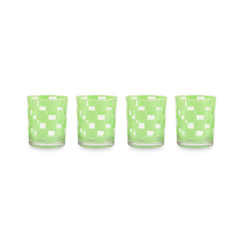 Blue Check Acrylic Tumblers, Green/Clear