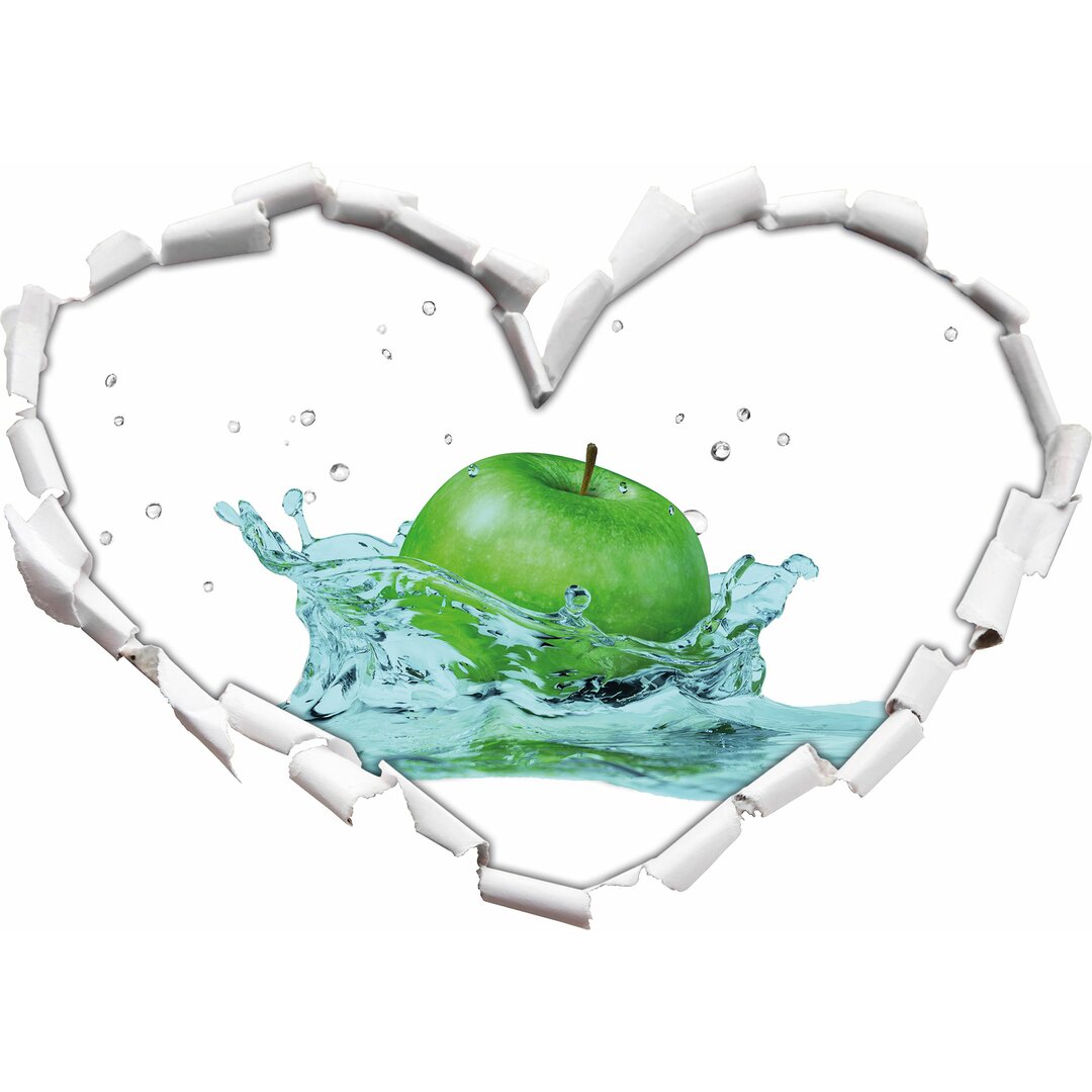 Wandtattoo Green Apple, Grüner Apfel fällt in Wasser