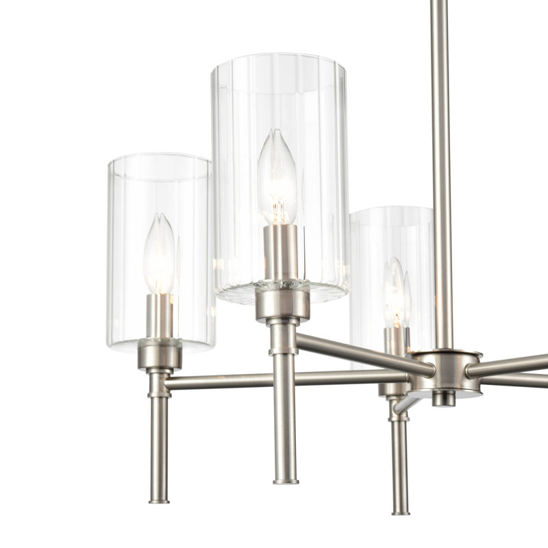 Lustre classique / traditionnel à 5 lumières , Nickel brossé