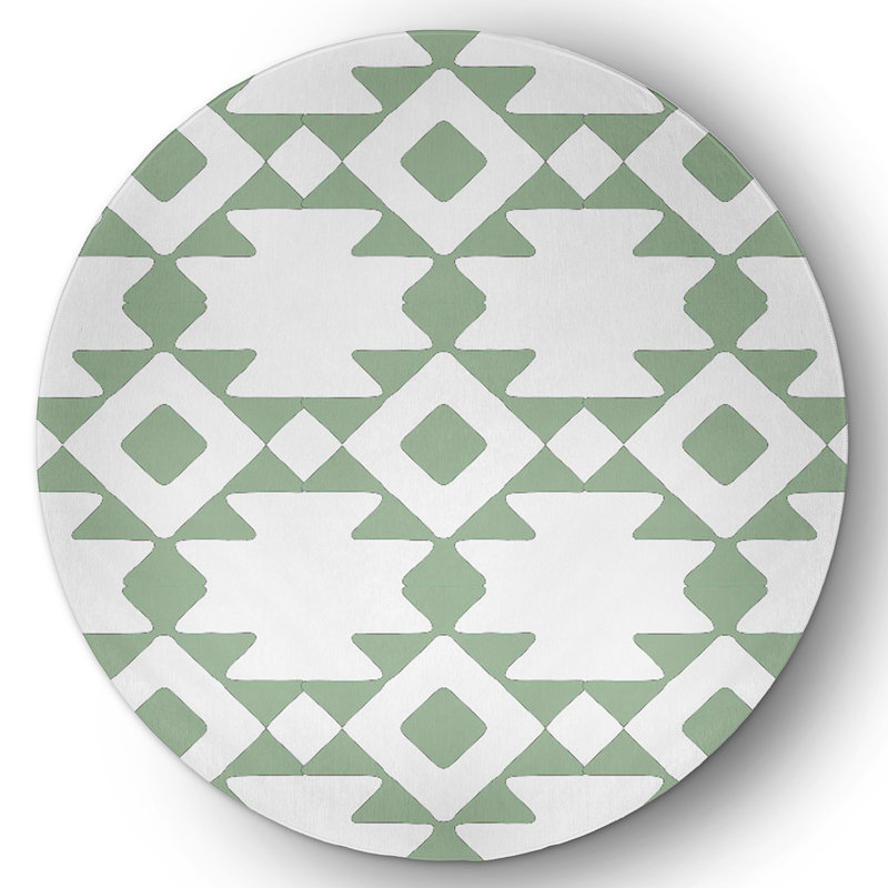 Chenille Geometric Indoor Rug, Round 5'