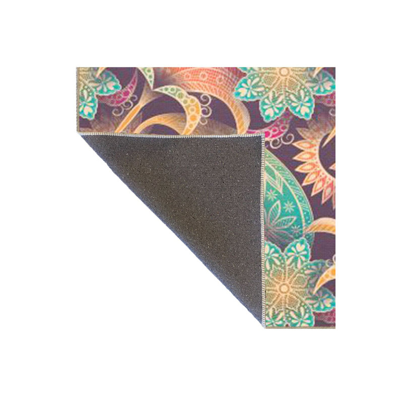 Colorful Leaf Patterned Modern Decorative Machine Washable Rug, Square 3'11" Rug Pad Included
