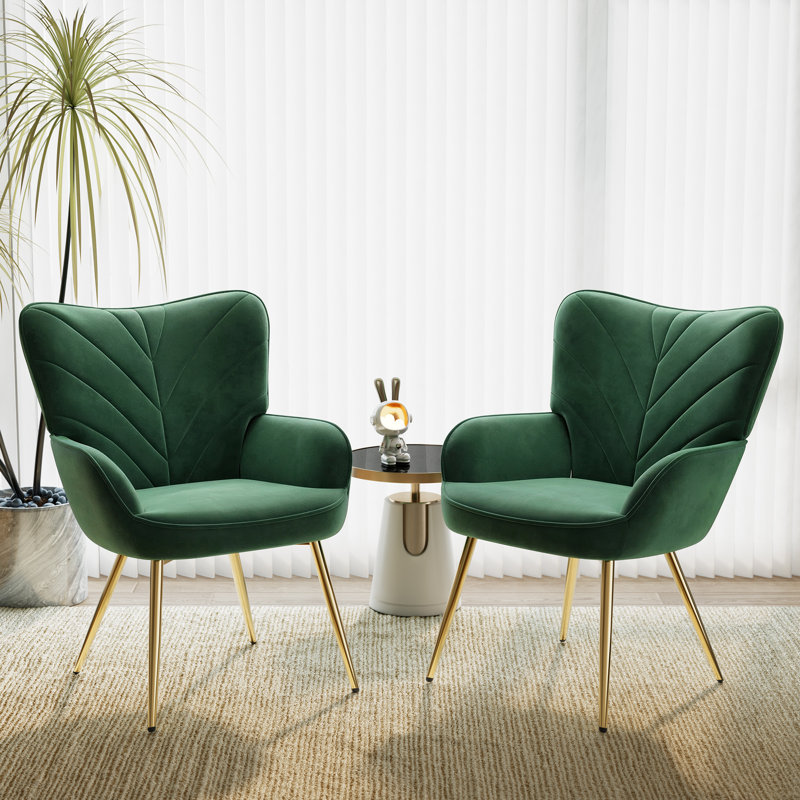 Fauteuil à oreilles Modern Velvet, Vert