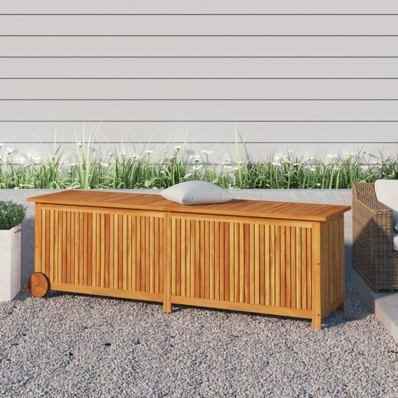 Alpen Home Asdsit 150cm W Water Resistant Solid Wood Deck Box with Wheels in Brown