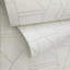 Papier peint texturé géométrique mat blanc cassé avec lignes métalliques