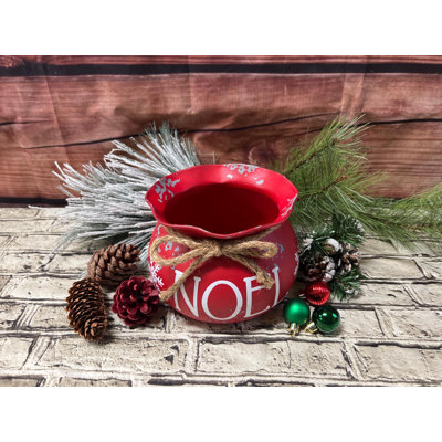 Noel Distressed Red Metal Santa Sack