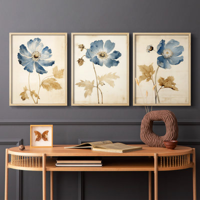 Étude florale XXI - ensemble de 3 estampes numériques - prêt à être accroché