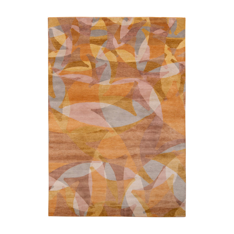 Hand Knotted Wool Geometric Area Rug, Rectangle 10' x 14'