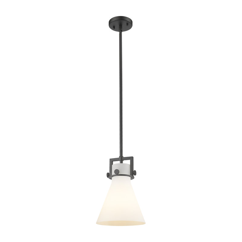 Luminaire suspendu avec tige 30 po Coterie, Blanc mat, Noir mat, H 11,38 po x l 8 po x P 8 po