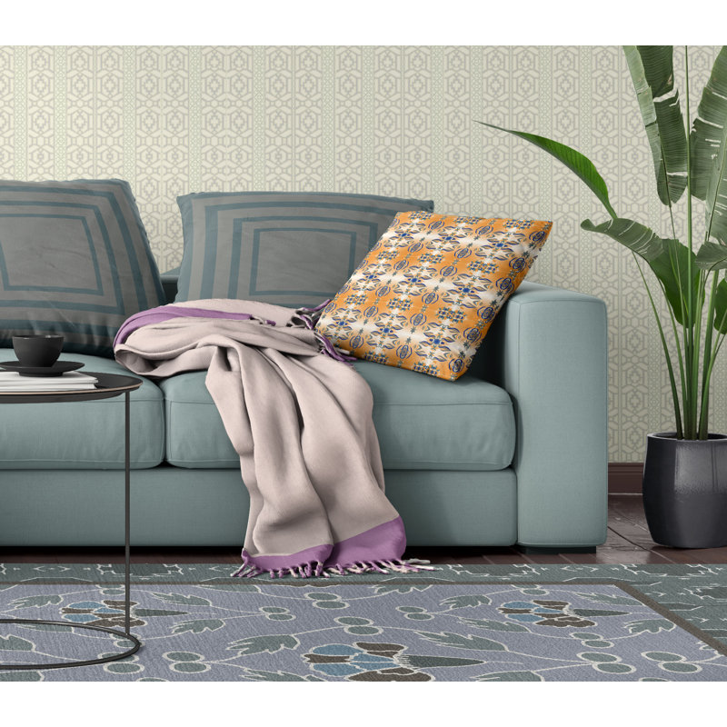  Housse de coussin carré et insert, H 20 po x l 20 po, Fermeture éclair, Orange / gris