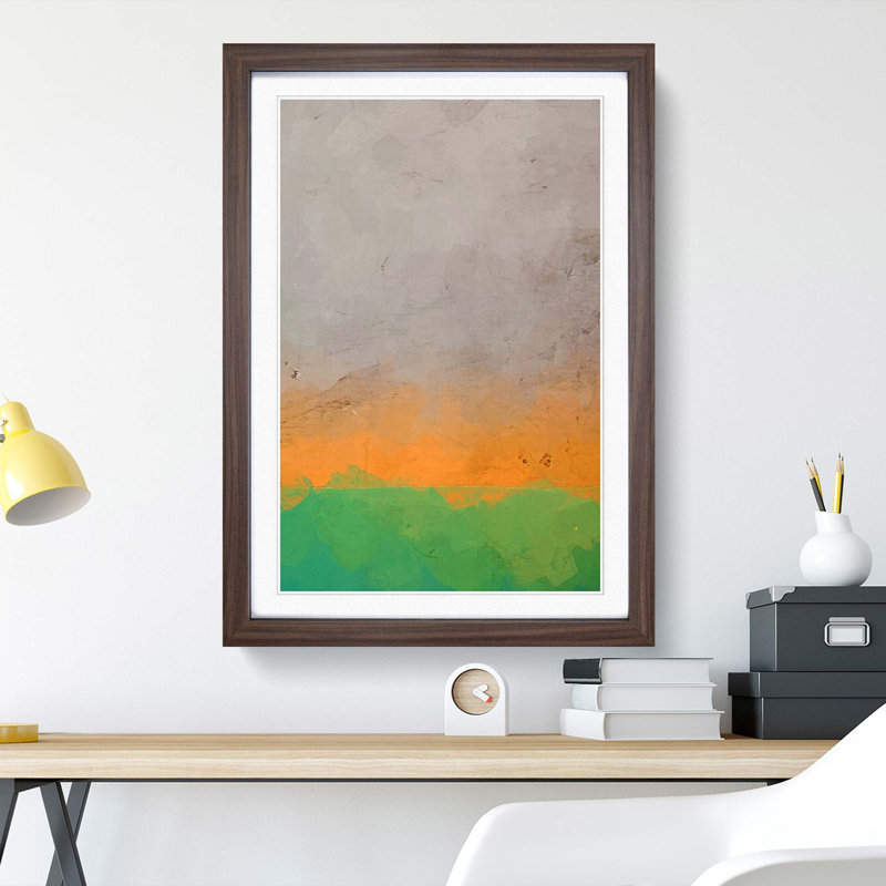 Textured Sunrise in Abstract - Framed Print, 48cm H x 36cm W x 2cm D, Walnut Framed