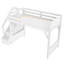 Lit mezzanine simple en bois massif avec garde-robe intégré, tablettes de rangement, garde-corps pleine longueur et escalier, blanc-1481846483-1481846480