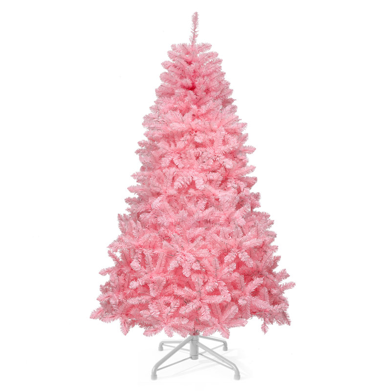 Arbre de Noël artificiel épinette rose 7,5 pi avec 8 modes d'éclairage, 7.4'