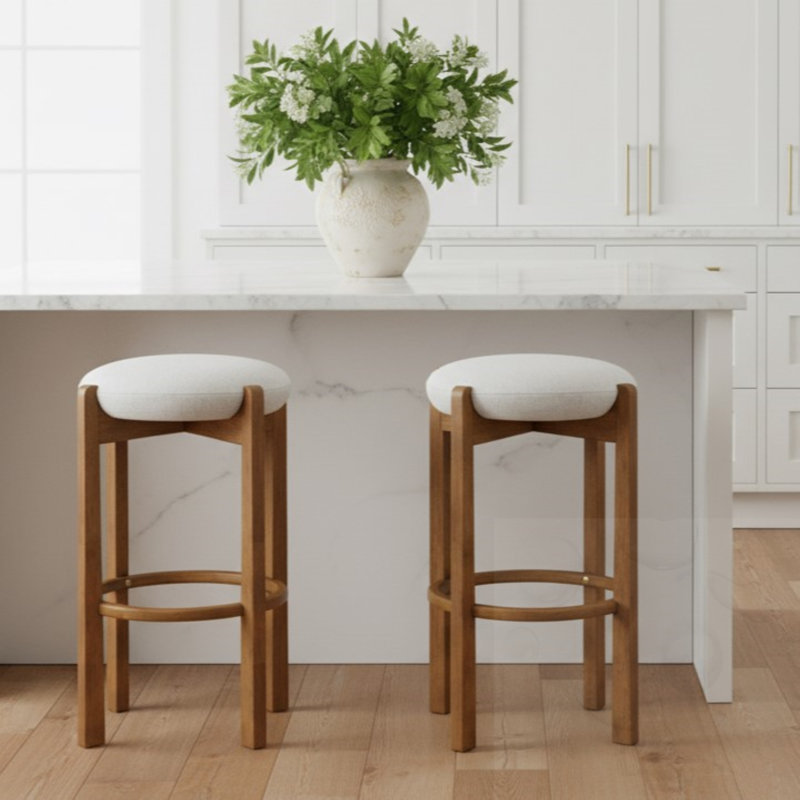 Tabouret de bar intérieur en bois rembourré, Noyer