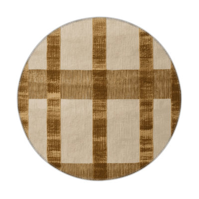 Checkered Brown Indoor and Outdoor Area Rug