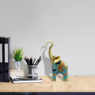 Golden Elephant Desktop Statue Ornament, Large Size 1Pcs, For Placing Desks, Offices, Etc