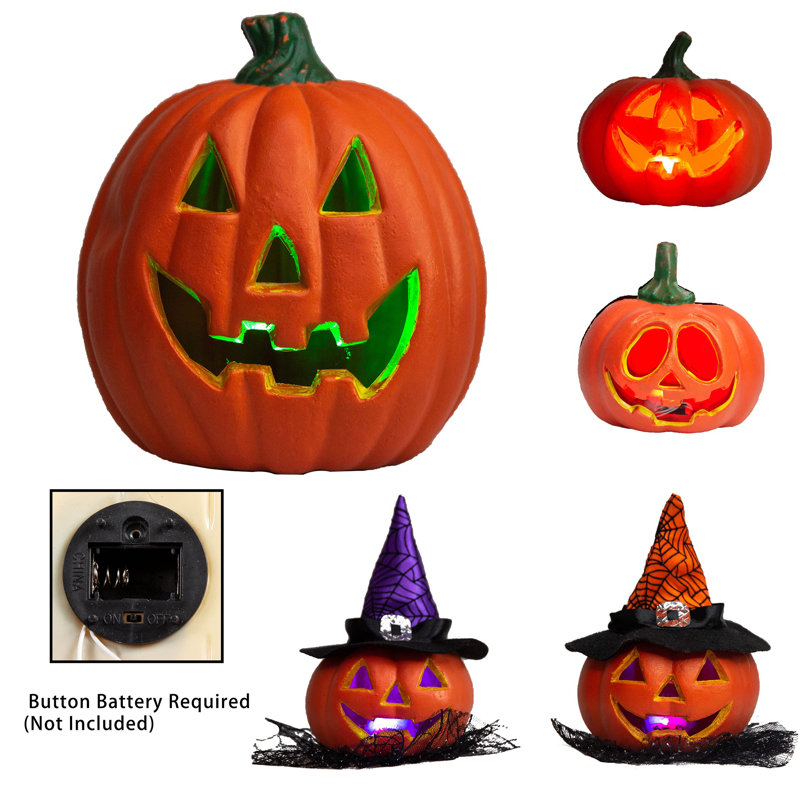 Ensemble de 5 lanternes d'Halloween illuminées Jack-o’-Lantern