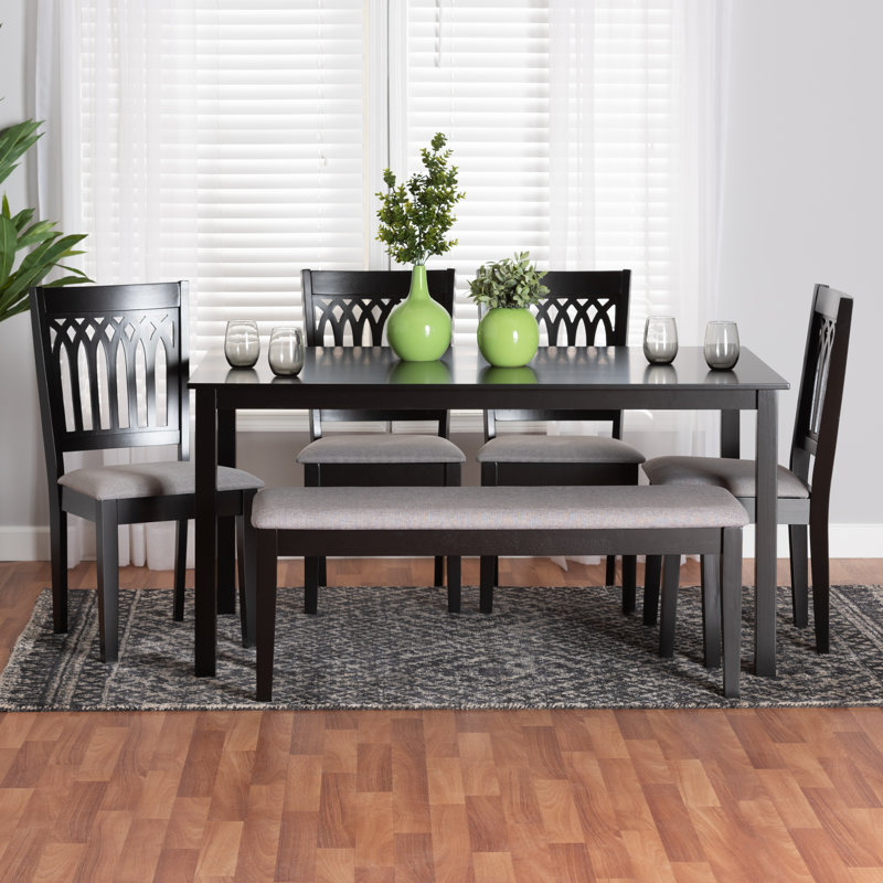 Ensemble repas pour 6 personnes Leesville, Brun foncé, gris