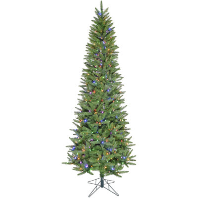 Christmas Time 6.5 ft. Windsor Pine Slim Artificial Prelit Christmas Tree with Dual Multicolor & Warm White LED Lights