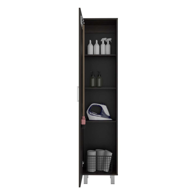 Stained Walnut Storage Cabinet With Fixed Shelf, Walnut