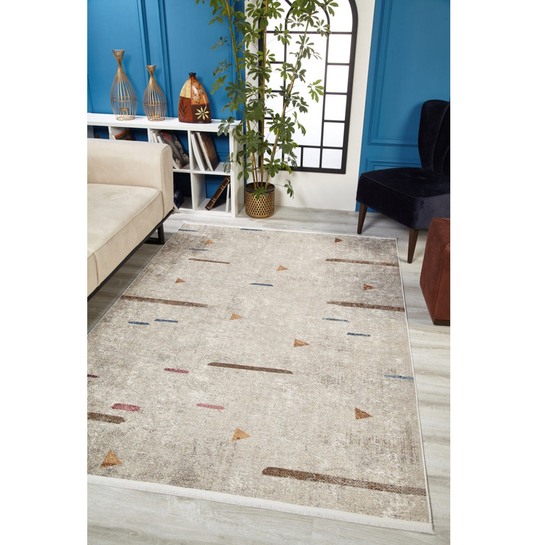 Adreian Beige Modern Polyester Digital Print Area Rug