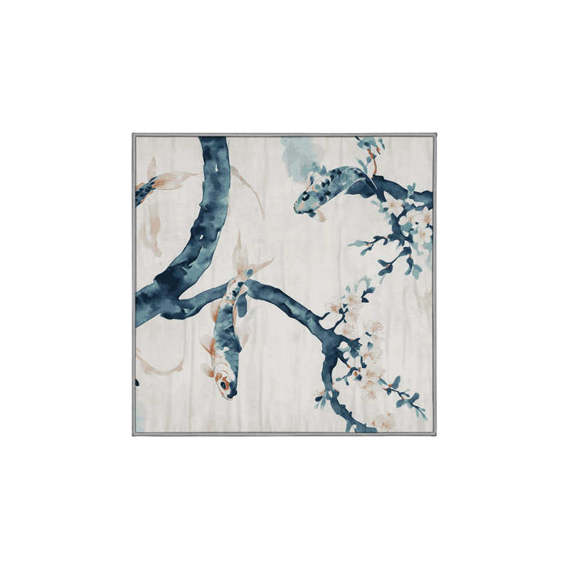 Machine Washable Gray Area Rug, Square 5'