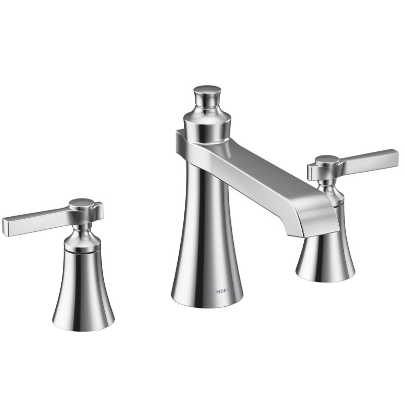 Robinet de baignoire romaine à poignées doubles pour fixation sur plan, Chrome