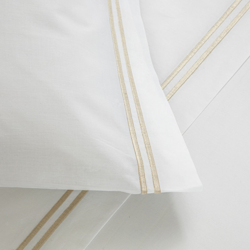 Classic Pillowcase Pair , Standard, White/Khaki