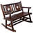Outdoor Wood Rocking Bench Carbonized Double Rocker For 2 With Wide Curved Seat, Perfect For Porch And Garden Relaxation
