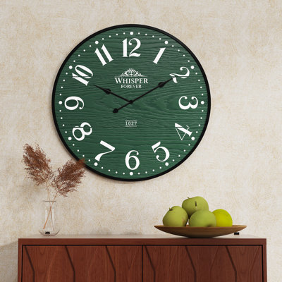 24''Silent Decor Wall Clock,Wooden Wall Clock For Living Room, Bedroom, Office