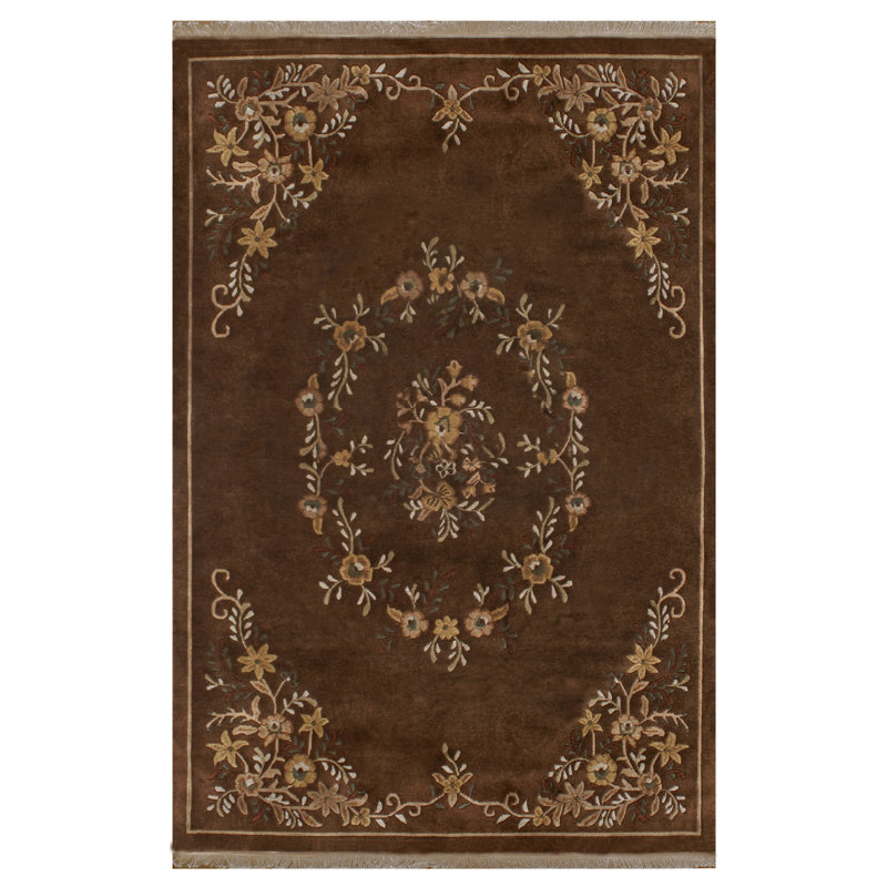 Aubusson Wool Oriental Indoor Rug, Round 7'6"